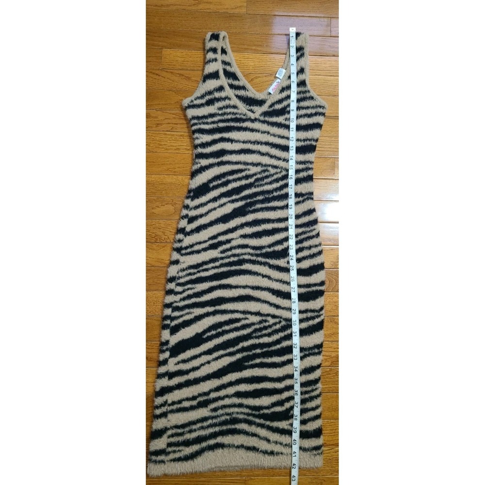 Madrag Sleeveless Fuzzy Knit Zebra Animal Print Bodycon Sweater Dress Sm - Picture 5 of 9